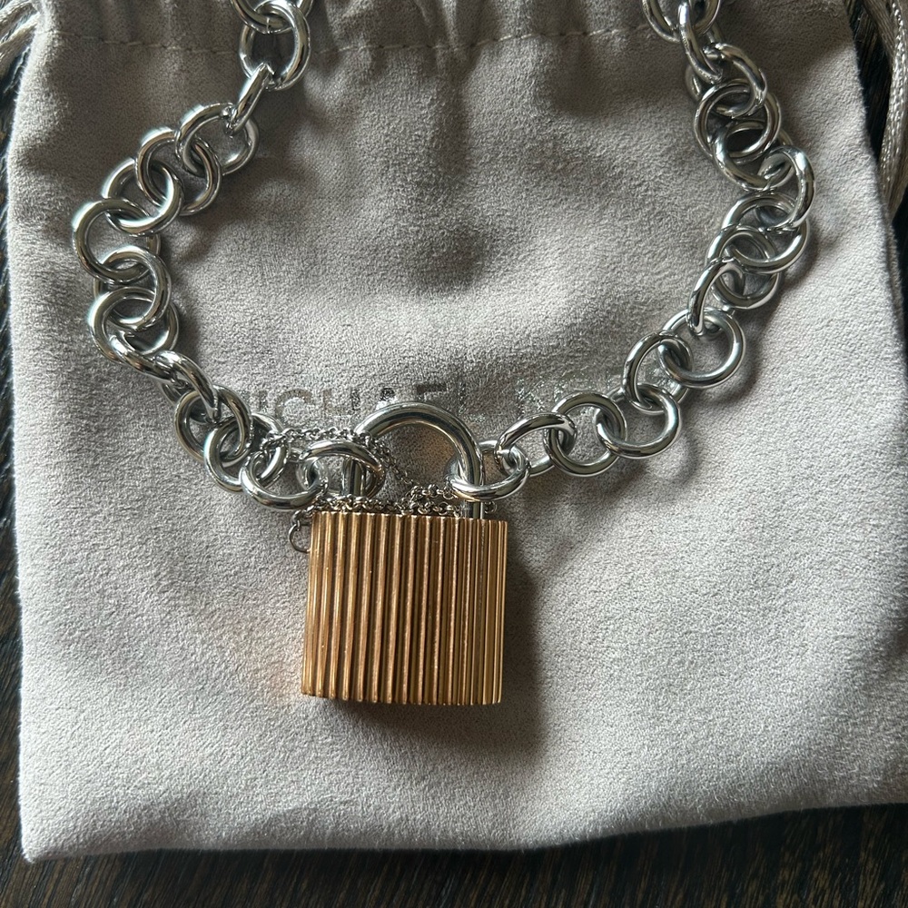 Michael Kors Silver Necklace with Rose Gold Lock Charm - Picture 5 of 5